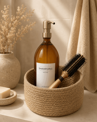 Distributeur 1000ml pour produit de douche en verre ambré