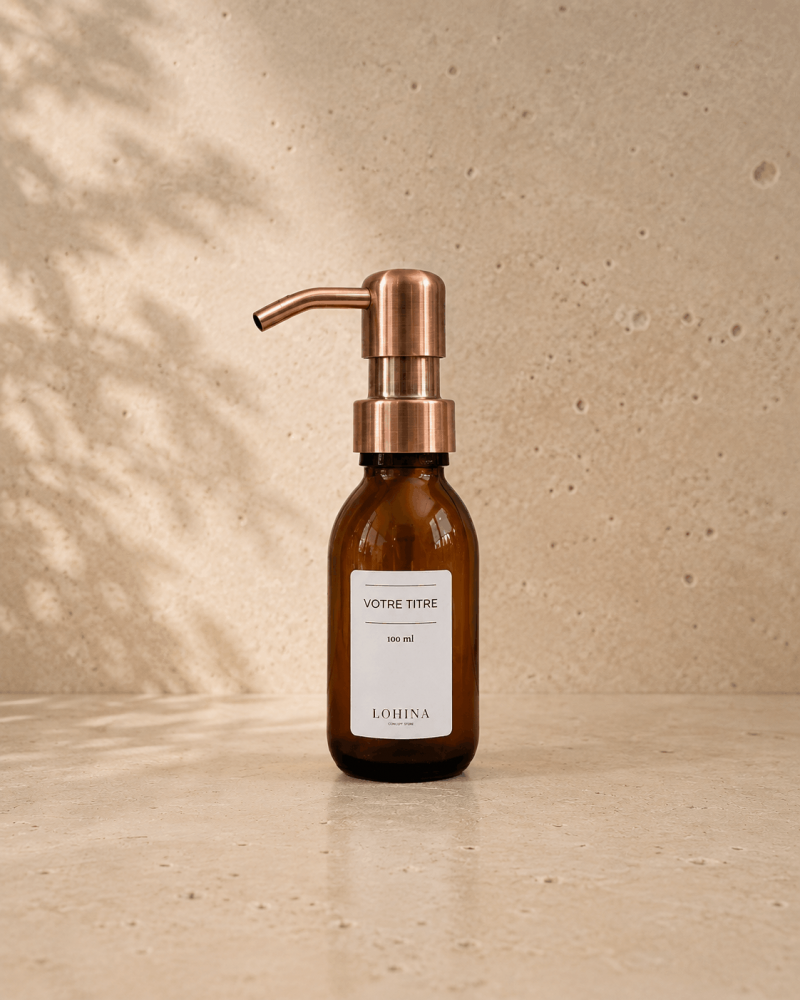 Distributeur rechargeable 100 ml personnalisé en verre ambré